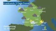 7-Tage-Wettertrend für Frankreich: Prognosen für Paris, Straßburg und Nizza