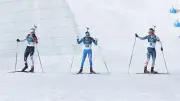 Kuriose Biathlon-Szene: Drei Athleten veranstalten eigenen Sprint nach dem Rennen