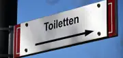 Mann belästigt Frau mit Penis durch professionell gefrästes Loch in Toilettenwand