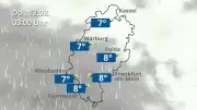 Regen- und Wolkenfilm für Frankfurt und Wiesbaden: Wetterprognose für Hessen am 11. Februar 2026