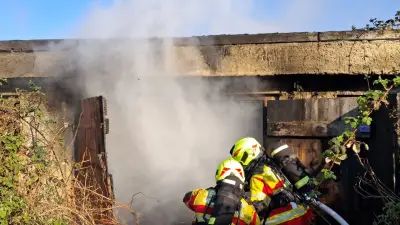 Garagenbrand in Bitterfeld: Feuerwehr löscht Flammen im Schwarzen Weg unter Atemschutz