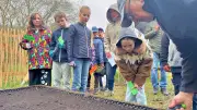 Grünes Klassenzimmer in Friedersdorf: Bernsteinschule erblüht mit neuem Schulgarten