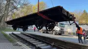 Historischer Wagen für Zeitzer Drahtseilbahn am Wendischen Berg eingetroffen