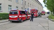 Buttersäure-Alarm im Polizeirevier Halle: Feuerwehr im Einsatz