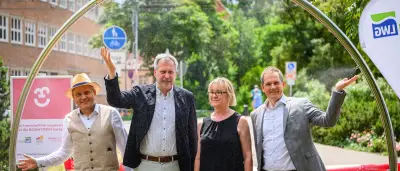 Cottbus setzt Wassernebeltor und Klima-Kiste gegen Hitze ein