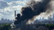 Mega-Brand in Londoner Recyclingzentrum: Rauchwolken über der Skyline