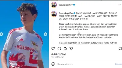 Franziska Giffey bittet um Hinweise zu vermisstem 16-Jährigen in Berlin