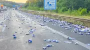 A8 bei Pforzheim: Energy-Drink-Chaos – Dosen-Flut legt Autobahn lahm