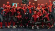 Energie Cottbus im Spider-Man-Anzug zum Kinobesuch