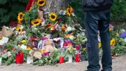 Baum und Regenbogenbank am CSD-Anschlagsort im Tiergarten